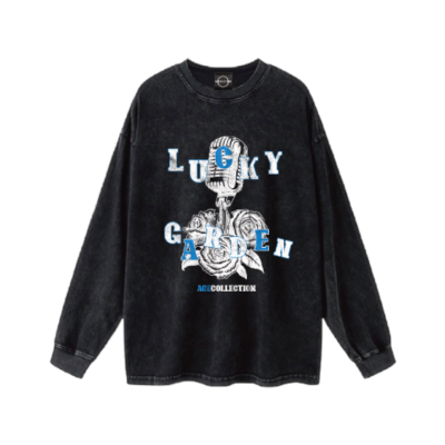 LUCKY GARDEN L/S T-SHIRTS(BLACK)