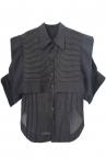 STITCH PINSTRIPE LAYERED SHIRT [BLACKWHITE]