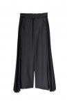 SIDE PLEATED WIDE LEG PANTS [BLACK]