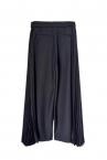 SIDE PLEATED WIDE LEG PANTS [BLACK]