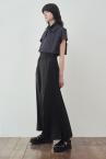 SIDE PLEATED WIDE LEG PANTS [BLACK]