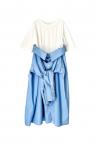 HYBRID T-SHIRT TIE SHIRT DRESS [WHITEBLUE STRIPE]