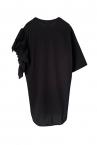 ASYMMETRIC RUFFLED SLEEVE T-SHIRT [BLACK]