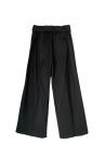 STRIPE WIDE LEG BELTED PANTS [BLACK]