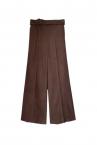 STRIPE WIDE LEG BELTED PANTS [BROWN]