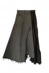 ASYMMETRIC PLEAT  DENIM SKIRT [DARK GREY]