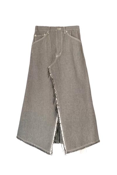 HYBRID CHECK-PLEAT DENIM SKIRT [GREYGREY-MULTI]