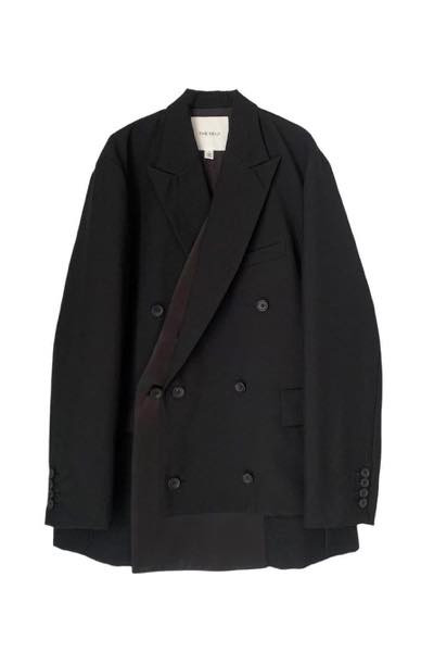 DOUBLE LAYER LAPEL BLAZER [BLACK]