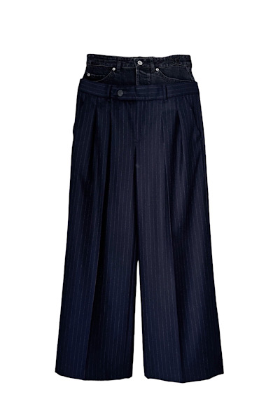 HYBRID DENIM STRIPE PANTS [NAVYBLACK]