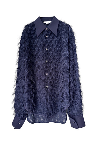 FRINGE JACQUARD SHIRT [NAVY]