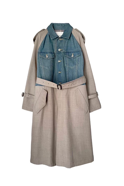 HYBRID DENIM TRENCH COAT [INDIGOBEIGE]