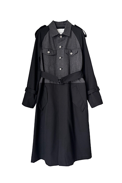 HYBRID DENIM TRENCH COAT [DARK GREYBLACK]