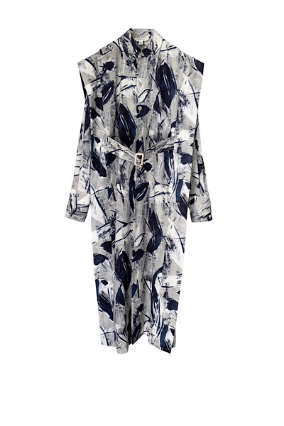 BOTANICAL PRINT SHIRT DRESS [NAVY-MULTI]