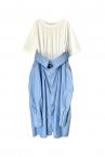 HYBRID T-SHIRT TIE SHIRT DRESS [WHITEBLUE STRIPE]