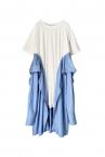 HYBRID T-SHIRT TIE SHIRT DRESS [WHITEBLUE STRIPE]