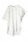 ASYMMETRIC RUFFLED SLEEVE T-SHIRT [WHITE]