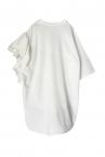 ASYMMETRIC RUFFLED SLEEVE T-SHIRT [WHITE]