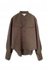 DETACHABLE COLLAR FLAP POCKET SHIRT [BROWNGREEN]