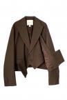 STRIPE DOUBLE LAYER BLAZER [BROWN]