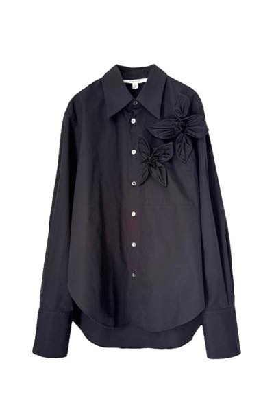 FLORAL APPLIQUE SHIRT [BLACK]