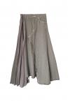 ASYMMETRIC PLEAT  DENIM SKIRT [LIGHT GREY]