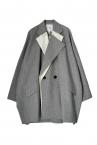 DOUBLE LAYER LAPEL BLAZER COAT [GREYWHITE]