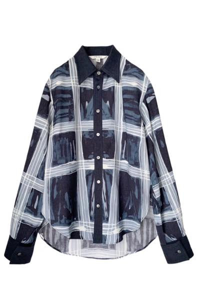 CHECK-PRINT SHIRT [NAVY BLUE-MULTI]