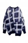 CHECK-PRINT SWEAT SHIRT [NAVY BLUE-MULTI]