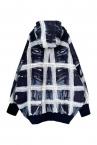 CHECK-PRINT ZIP UP HOODIE [NAVY BLUE-MULTI]