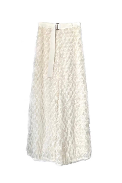 FRINGE JACQUARD BELTED PANTS [WHITE]