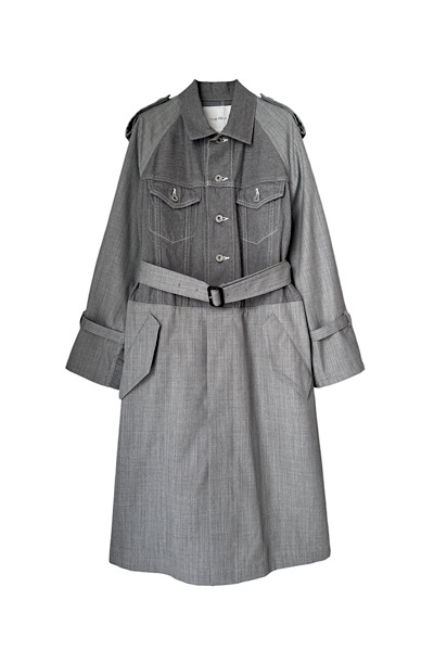 HYBRID DENIM TRENCH COAT [LIGHT GREY]