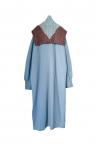 TURTLE NECK BIB&SWEAT SHIRTDRESS SET [BLUEBROWN]