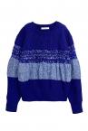 MULTI-YARN STRIPE KNIT SWEATER [BLUE-MULTI]