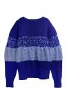 MULTI-YARN STRIPE KNIT SWEATER [BLUE-MULTI]