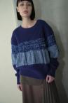 MULTI-YARN STRIPE KNIT SWEATER [BLUE-MULTI]