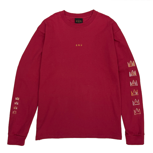 STITCHED LOGO LONG SLEEVE TEE [BURGUNDY]